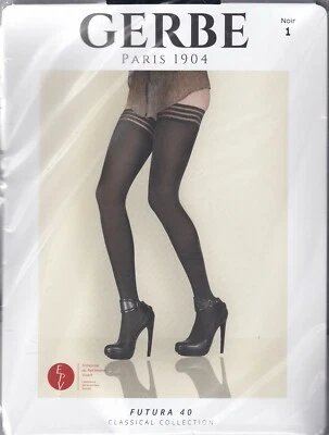 Bas jarretière moderne GERBE FUTURA 40 deniers 2 coloris 4 tailles. Stay-ups. - Bild 1 von 4