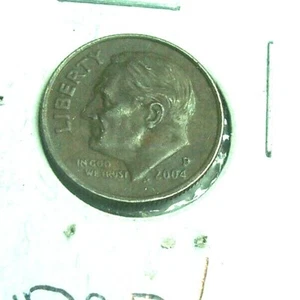 2004 P ROOSEVELT CLAD DIME CINDERED PLANKET ERROR DARKENED TONED - Picture 1 of 4