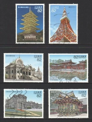 JAPAN 2016-2018 ARCHITECTURE SERIES PART 1-3 COMP. SET OF 6 STAMPS IN FINE USED  - Image 1 of 4