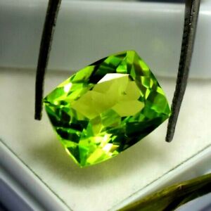 Green Peridot Loose Gemstone Cushion Cut 12 CT Certified Peridot AAA Quality