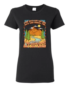 Camiseta gráfica Life Was Meant For Great Adventures montañas pinos mujeres - Imagen 1 de 9
