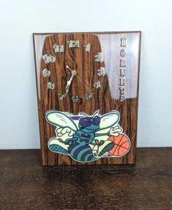 Vintage Charlotte Hornets Laminated Wooden Wall Clock 16" Rare NBA Old Logo - Picture 1 of 15