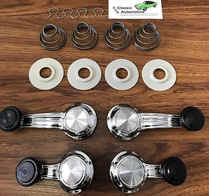 68-72 Chevy Pontiac Buick Window Crank & Vent Door Handle Set Black Knobs Clips - Picture 1 of 9