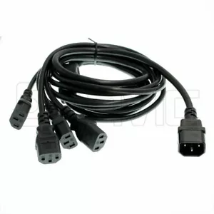 Cavo splitter di alimentazione computer UPS PDU C14 a 4 x estensione C13 IEC320 10 A 6 piedi - Foto 1 di 3