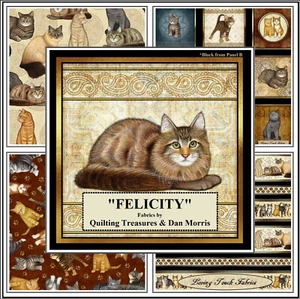 QT, DAN MORRIS, "FELICITY", CATS, KITTENS, FABRICS - Picture 1 of 18