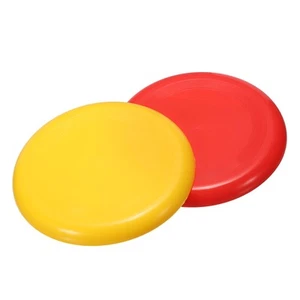 2Pcs 9 Inch Flying Disc Plastic Sports Playing Disk, Yellow/Red - Picture 1 of 5