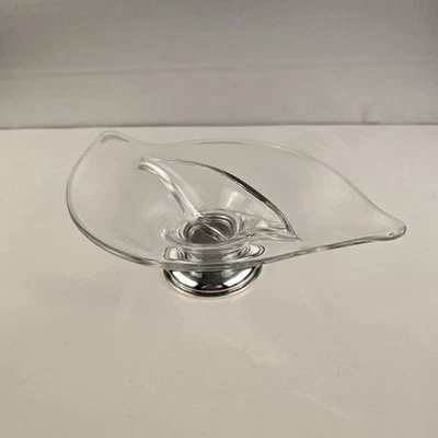 Plato condimento de vidrio base plata esterlina (.925) corona vintage Foto 1 de 4