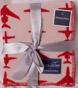 NEU Faribault Mill Nicholas Air rot & creme Flugzeuge Wolle Überwurf Decke - 68 x 44" - Bild 1 von 8