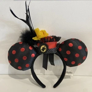 Disney Parks Exclusive Victorian Cameo Minnie Mickey Ears Dapper Day Red Black - Foto 1 di 8