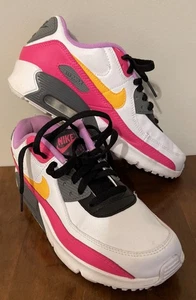 Nike Air Max 90 Leather PS White Hyper Pink Orange 6.5Y - Picture 1 of 6