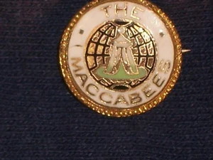 Vintage Antique The Maccabees Fraternal Enamel Lapel Pin - Newark Emblem Collect - Picture 1 of 3