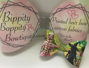 WICKED INSPIRED 4 INCH PRINTED CANVAS FABRIC BOW LOOPS TO MAKE OWN HAIR BOWS - Picture 1 of 4