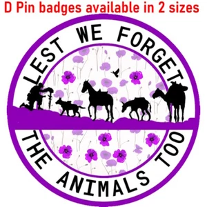 Purple Poppy Badge Remembrance Day Red Poppy Animals of war Lest We Forget - Picture 1 of 7