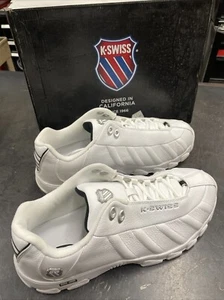 New Men’s K-Swiss ST329 Leather Shoes White 100% Original Low Top 0866129 - Picture 1 of 7