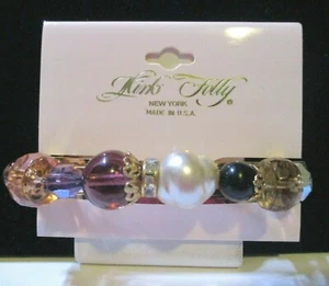Kirks Folly Vintage Barrette Hair Jewelry w/ Simulated Pearl & Gemstone Beads - Picture 1 of 3