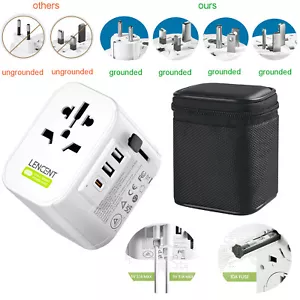 LENCENT Grounded Universal Power Plug Adapter Travel Adapter for US to AU EU UK - Picture 1 of 8
