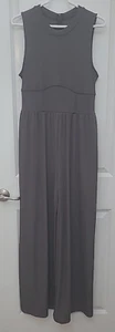 NWOT Cider Women's Jumpsuit Sz XL Gray Stretch Pockets Sleeveless Back Zip - Picture 1 of 18