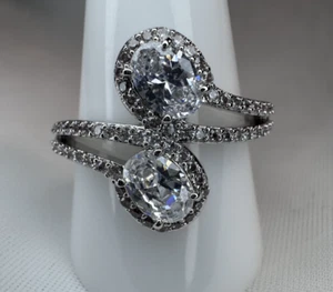 Bomb Party Ring Size 11 - RBP8620 "Say Yes To The Sparkle" Diamond CZ On Rhodium - Picture 1 of 4
