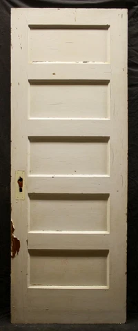 27.5"x78" Antique Vintage Old Exterior Interior SOLID Wood Closet Door 5 Panels Cover