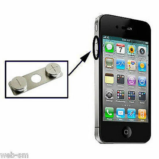 APPLE IPHONE 4 TASTO CONTROLLO VOLUME ARGENTATO CROMATO - Immagine 1 di 1