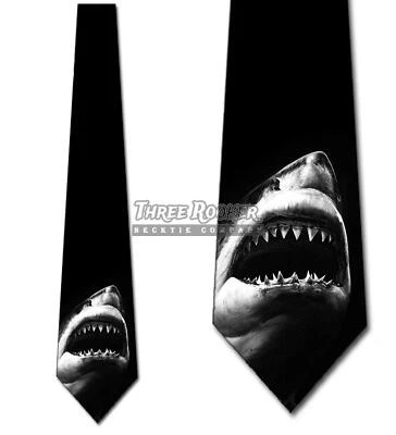 Corbata Tiburón Gran Blanca Para Hombre Animal Océano Corbata Acuática Foto 1 de 3