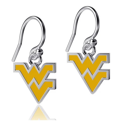 Women's Dayna Designs West Virginia Mountaineers Silver Enamel Dangle Earrings Cover