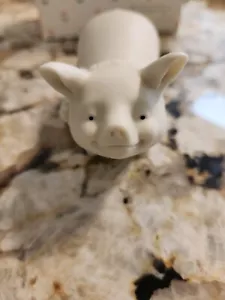 Snowbunnies Department 56 #23774 Easter 1998 Porcelain Pig Figurine in Orig Box - Picture 1 of 9