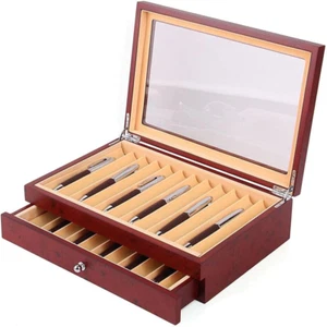 2 Layer Wood Pen Display Box 23 Slot Pen Storage Organizer Box Luxury Fountain P - Picture 1 of 9