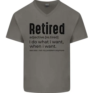 Retired Definition Funny Retirement Mens V-Neck Cotton T-Shirt - Picture 1 of 31