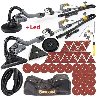 POWERMAT Langhalsschleifer 225 mm Deckenschleifer Trockenbauschleifer Gipsschleifer +LED
