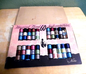 VINTAGE SEWING 1950'S NOVO MERCERIZED THREAD SPOOLS ASST COLORS IN ORIGINAL BOX - Bild 1 von 3