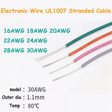 Flexible Electronic Wire UL1007 Stranded Cable 16-30AWG Copper Tinned Colourful