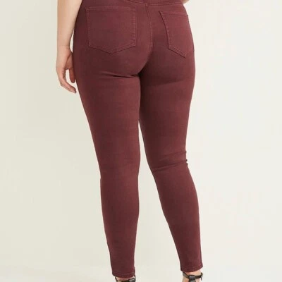 Lane Bryant Size 28 Wine High Rise Skinny Jeans Flex Waist NWT  - Image 1 of 4