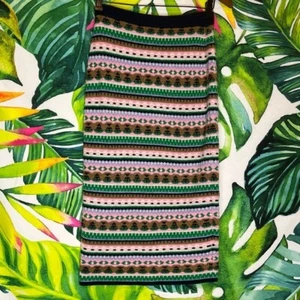J. Crew S Maximalist Blue Pink Green Bodycon Slim Fit Midi Knit Sweater Skirt - Picture 1 of 6