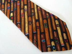  Cravatta Alynn NeckTie Uomo Novità Sigaro 100% Seta USA "Buono Sigaro 5 Cent"  - Foto 1 di 7
