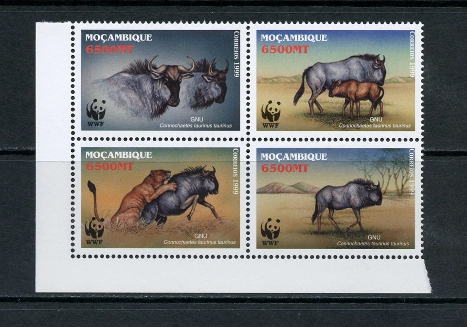 S586 Mozambique 2000 fauna ñu bloque MNH Foto 1 de 1