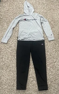 CHAMPION ACTIVE WEAR SET BOYS SIZE XL 18/20 GRAY HOODIE  & BLACK JOGGERS - Picture 1 of 13