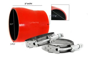 RED 3.5"-3" 89-76mm 3-ply Silicone Reducer Hose Turbo Intake Intercooler VW - Picture 1 of 1