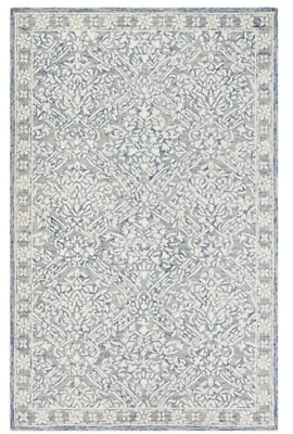 LOOK4LESS Horchow Ralph Lauren Olivier Trellis Floral Rug Blue White Hand Tufted
