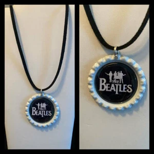 BEATLES bottlecap black and white pendant/Beatles fan gift/Beatles Necklace/Beat - Picture 1 of 8
