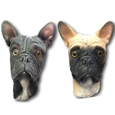 French Bulldog Mask Full Head Deluxe Latex Dog Animal Masks Fancy Dress Costume - Image 1 of 3