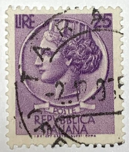Vintage Rare Repubblica Italiana Serie Siracusana 25 Lira Stamp, 1953 #1 - Picture 1 of 2