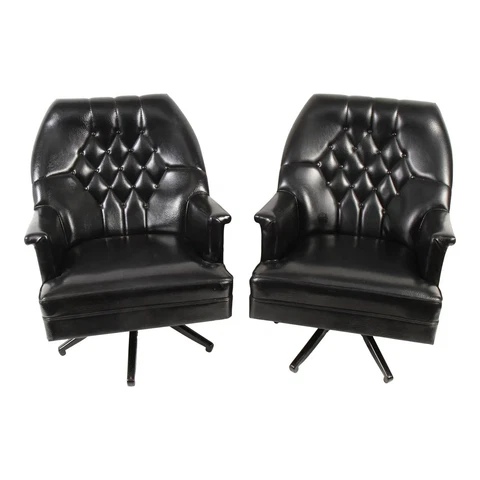 Mid-Century Kroehler Naugahyde Swivel Chairs Cover