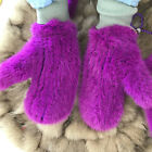 Purple -Soft Stretchy High Quality Double 2 Sides Real Mink Fur Gloves Mittens