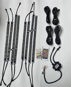 JHB 4x 45CM + 4x 60CM QUAD ROW RGB CHASING LED Underglow Strips Lights 8PCS Kit - Picture 1 of 20
