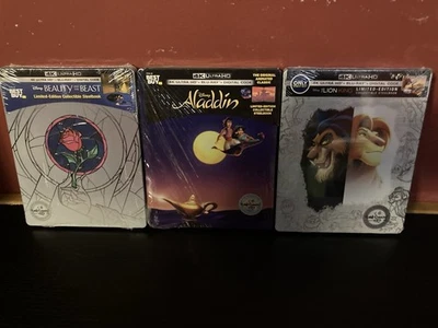 Disney Beauty and the Beast, Aladdin, The Lion King Steelbooks Brand New - Image 1 of 4