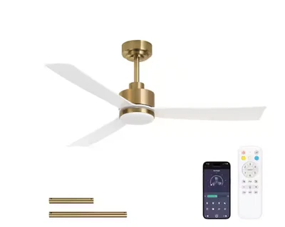 Tozing 52 in. Indoor White and Gold Low Profile LED Ceiling Fan w/ Remote - Image 1 of 2