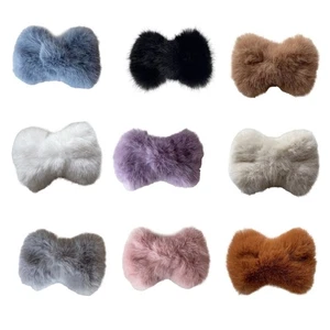 Cute 90s Aesthetic Plush Bowknot Hairpin for Woman Bangs Ponytail Hair Clip - Picture 1 of 17