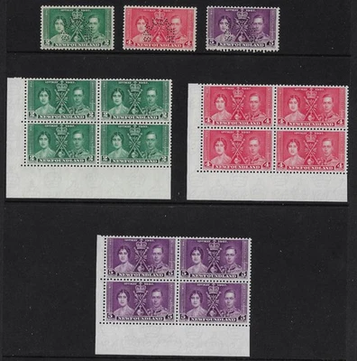 Newfoundland Coronation SPECIMEN set + margin blocks MNH, CV $231.50 (a8081 - Image 1 of 4