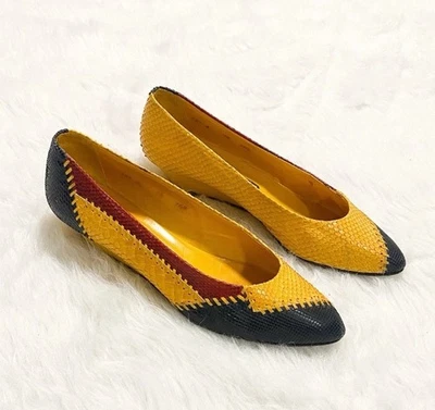 Zapatos Miguel Hernández vintage años 80 7,5 piel de serpiente cuña baja punta almendra Foto 1 de 4